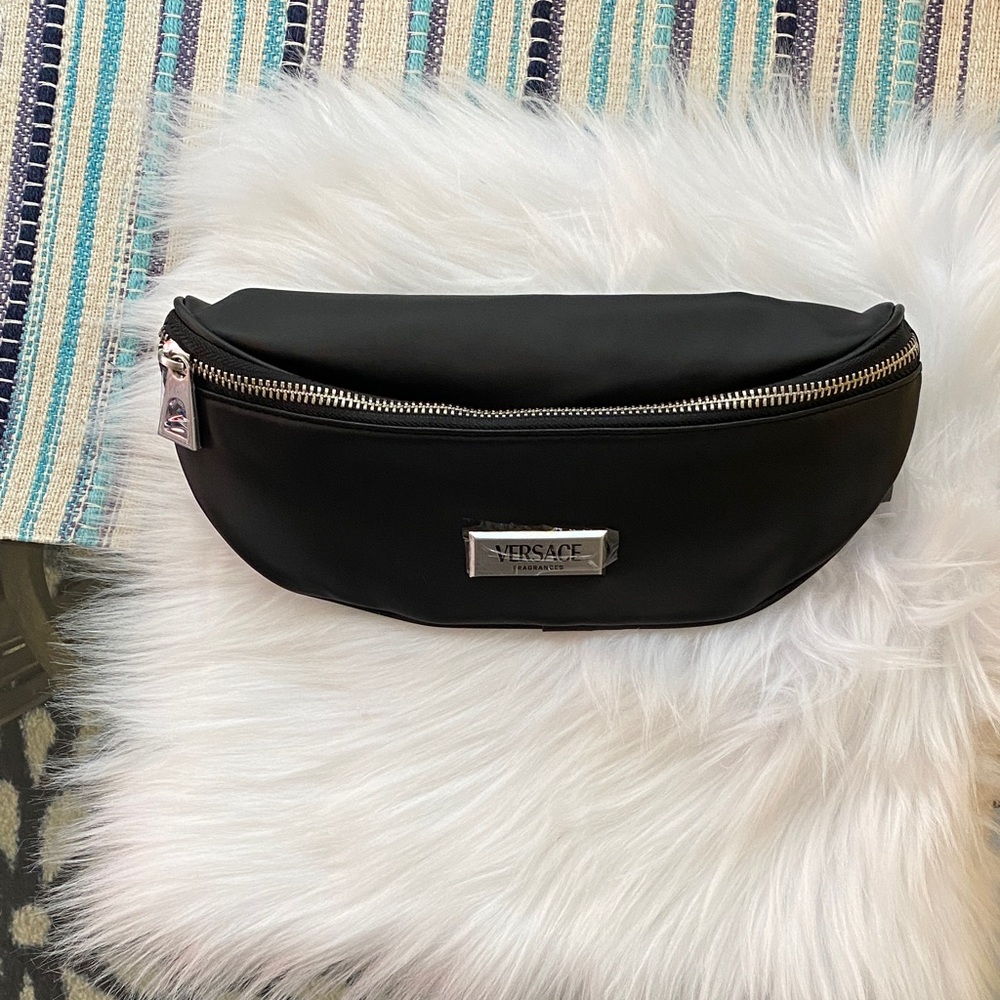 Versace Black Belt Bag with Silver Details new